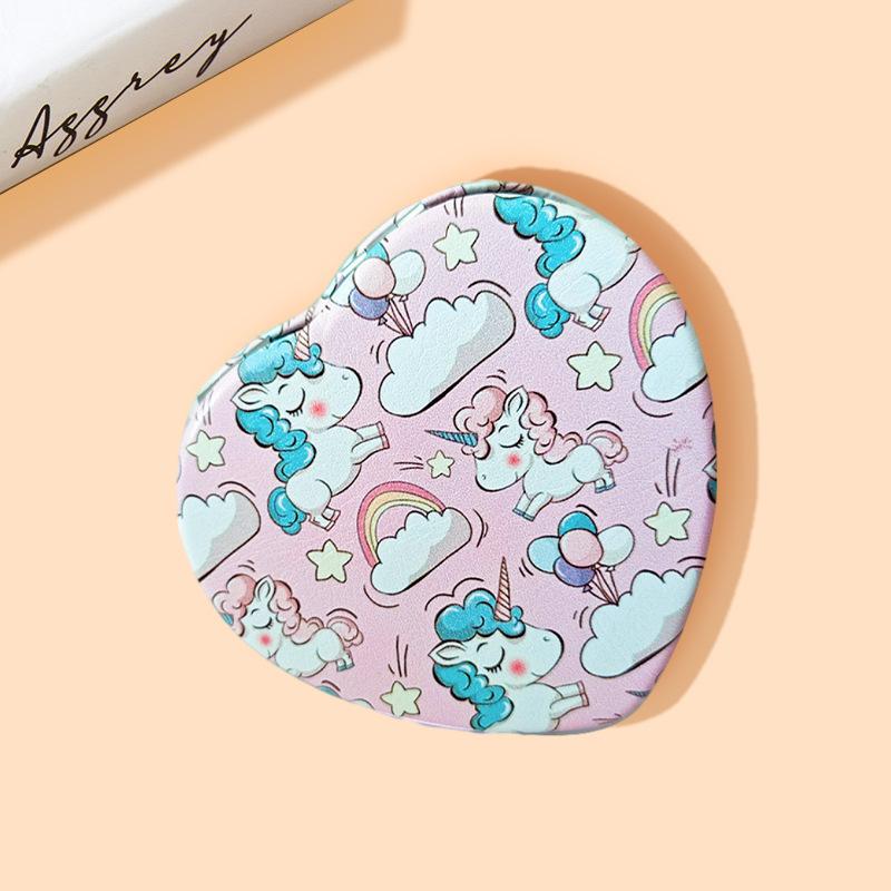 Miroir de maquillage compact double face en forme de cœur pour les résidences étudiantes