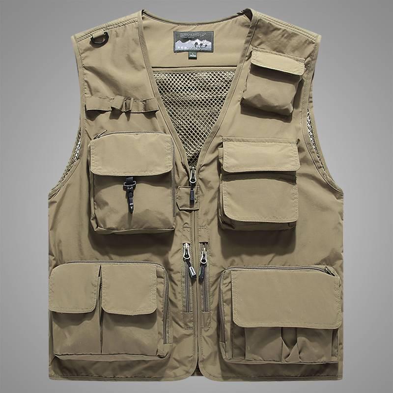 

Мужской многокарманный уличный рабочий жилет с логотипом на заказ для фотографии и рыбалки 4XL