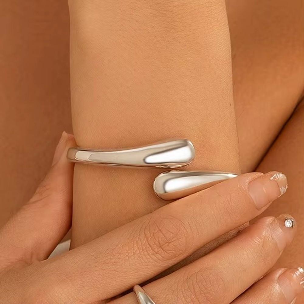 Metal Open Cuff Bangle Adjustable Women Rings Fashion Choker Necklace Party Grunge Jewelry Set