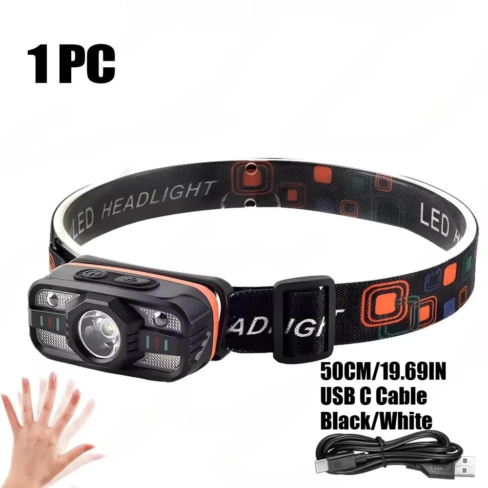 6 Lighting Modes USB Rechargeable LED Headlamp Portable Light with Built In Battery Fishing Head Torch Outdoor Camping Lantern
