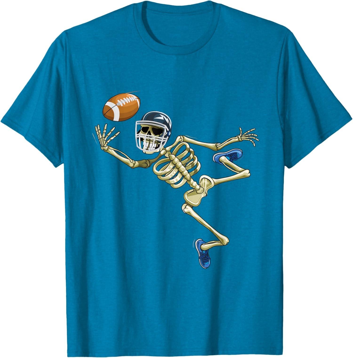 American Football Skeleton Halloween Football Fan Unisex T-Shirt S разноцветный