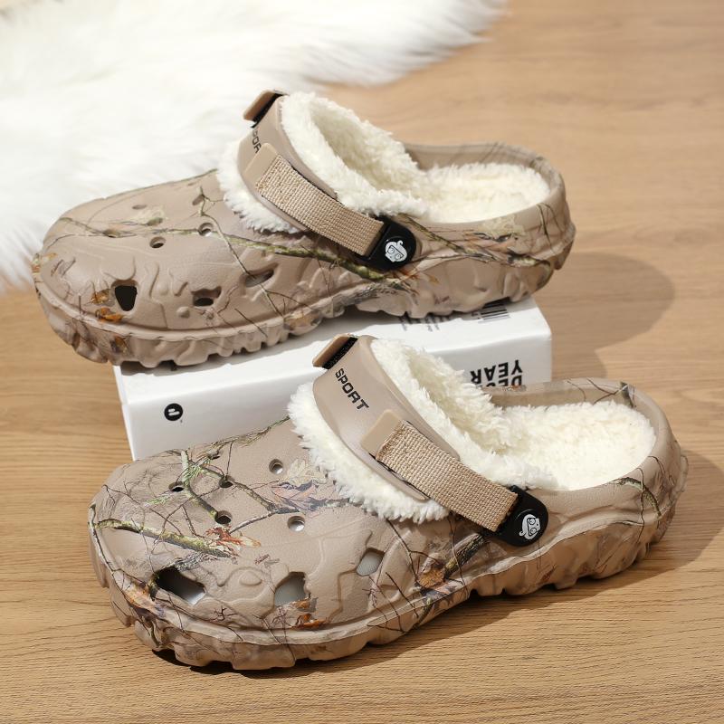 New Men Winter Slippers Indoor Comfortable Warm Slippers Summer Removable Sandals Men Casual Non Slip Plush Fur Clogs for Men