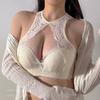 New French neck lace inner underwear women's suit pure desire wind small chest gathering no steel ring special bra cover