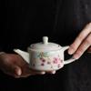 Guofeng suet jade teapot kung fu tea set bubble teapot home hospitality handmade ceramic tea cup high-end single pot