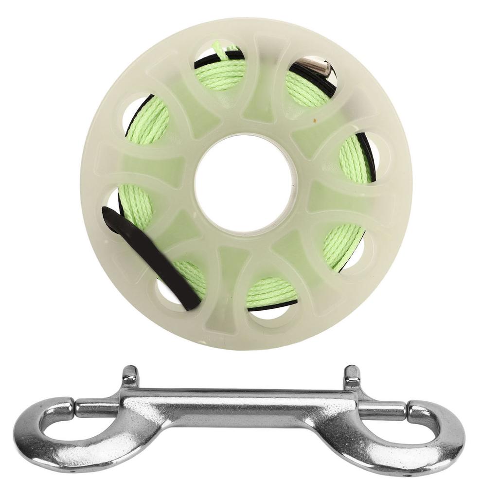 Diving Reel 30m Diving Finger Spool Reel with Double Ended Hook Fluorescent Green