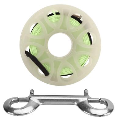 Carrete de Buceo 30m Carrete de Dedo de Buceo con Gancho de Doble Extremo Verde Fluorescente