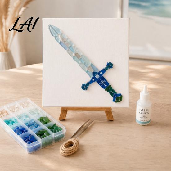 Thoughtful Holiday Gift Sets DIY Mosaic Art Kit Fantasy Circular Door Tile Craft Indoor Crafting Projects Sea Glass Kit for Adults Beginners