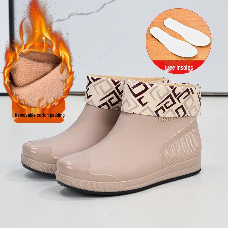 Damen Kurze Regenstiefel: Warme, rutschfeste, wasserdichte Gummischuhe für den Außenbereich