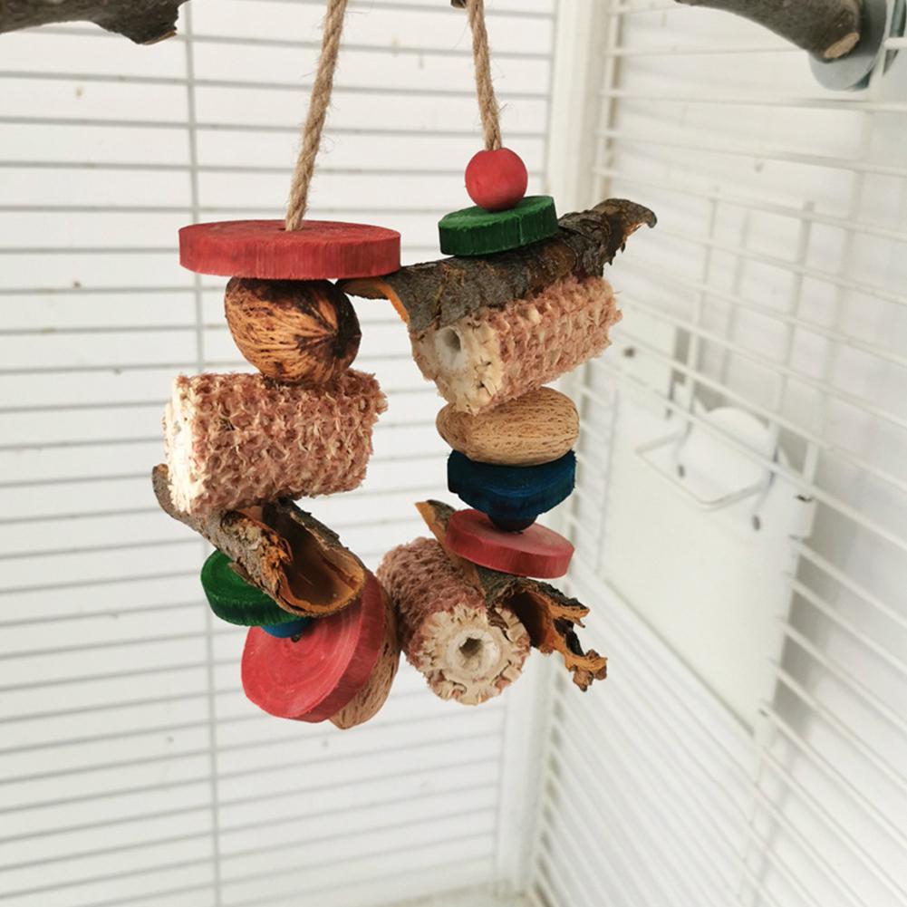 Birds Hanging Chew Toys Natural Corn Cob Loofah Set Cage Accessories For Large Medium Small Parrots