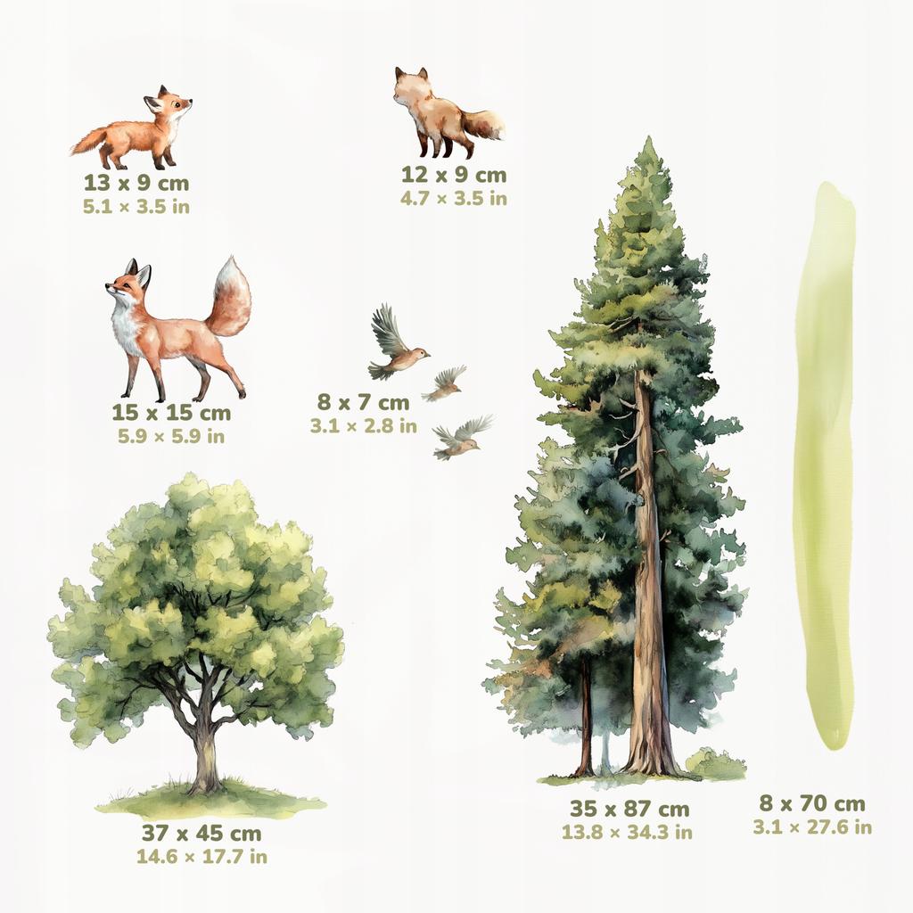 Foxes Forest Wall Stickers Xl Children'S Room Decoration