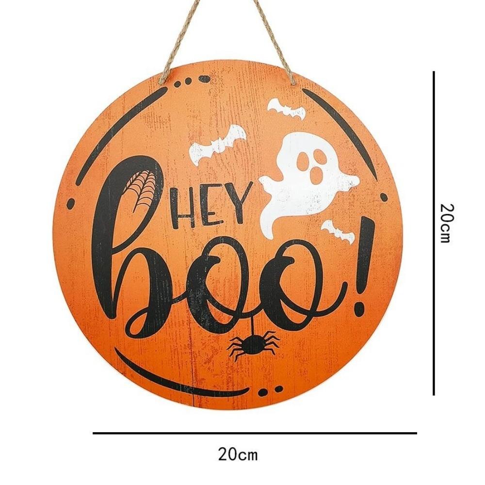 2D Halloween Wooden Sign Spooky Ghost Pumpkin with Rope Halloween Wood Ornament DIY Halloween Welcome Sign Garden Hanging Decor