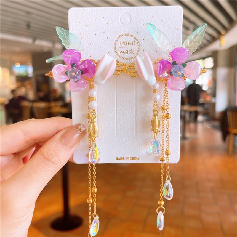 Antyczna zawieszka z frędzlami, spinka do włosów, akcesoria dziewczęce