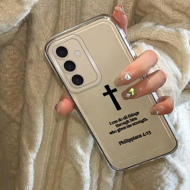 Simple Christian Cross Phone Cover Case for Samsung Galaxy S26 S21 S22 FE S20 Plus S24 Note 20 Ultra 10 S23 Ultra S25 Edge