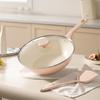 Wok Antiadhésif Série Rose DESLON en Titane Céramique avec Spatule