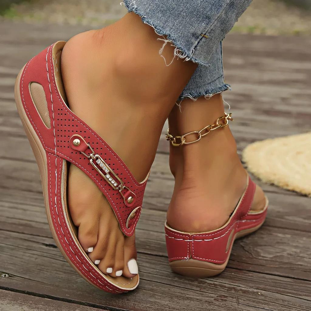 Infradito Retro da Donna Chic con Supporto per l'Arco Plantare - Comodi Sandali Estivi a Infradito Slip-On
