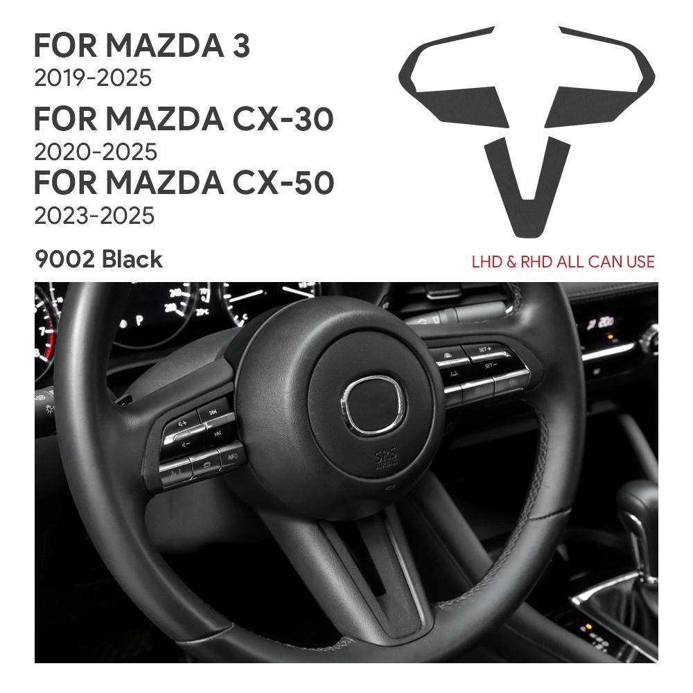 Top Suede Trim LHD RHD Sticker For Mazda 3 Axela BP -2024 2025 CX30 CX-30 -2025 CX50 CX-50 -2025 Car Steering Wheel Black LHD RHD
