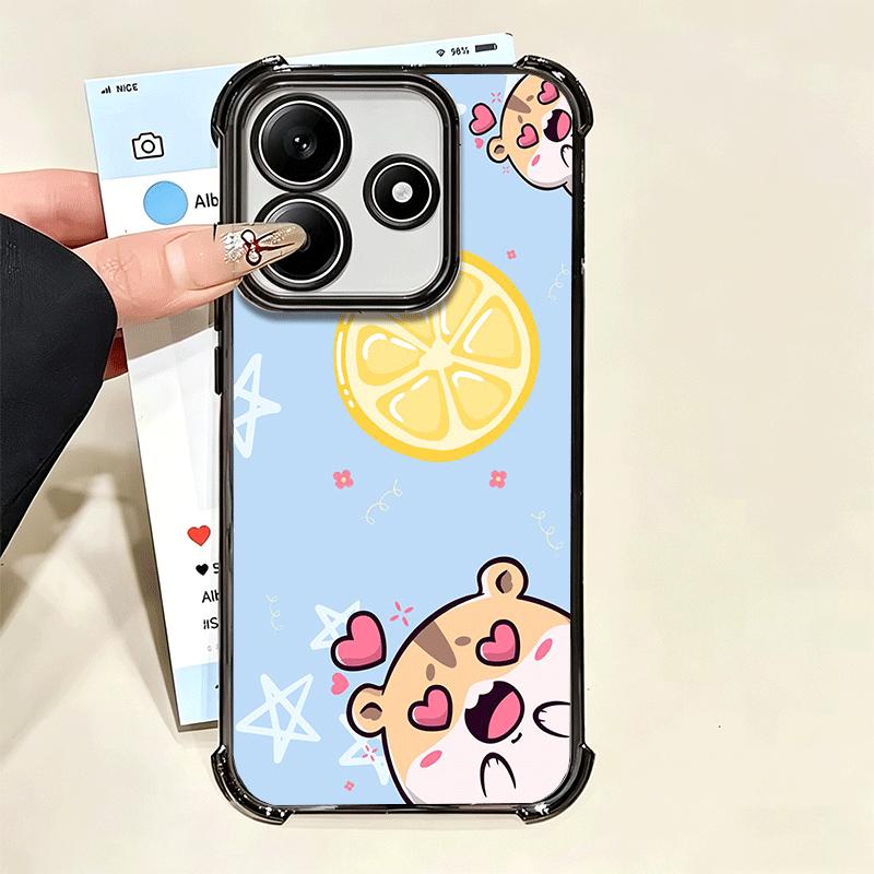 Cartoon Cute Hamster Plating Phone Case For Xiaomi Poco X5 X6 X7 X8 Pro Max F8 Ultra F7 M8 M7 M5S Redmi 15C 15 14C 13C 13 X3 12C
