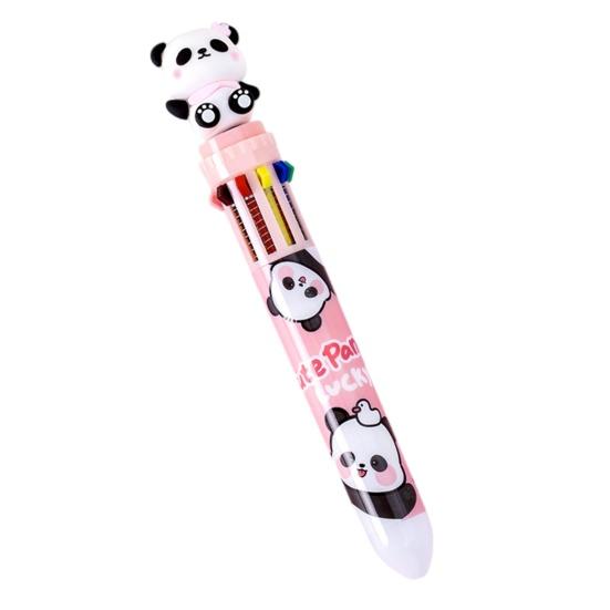 Kugelschreiber in Pandabär-Form Glattes Schreibgefühl Stift 10 Farben in einem Design Druckkugelschreiber für Schule Büro