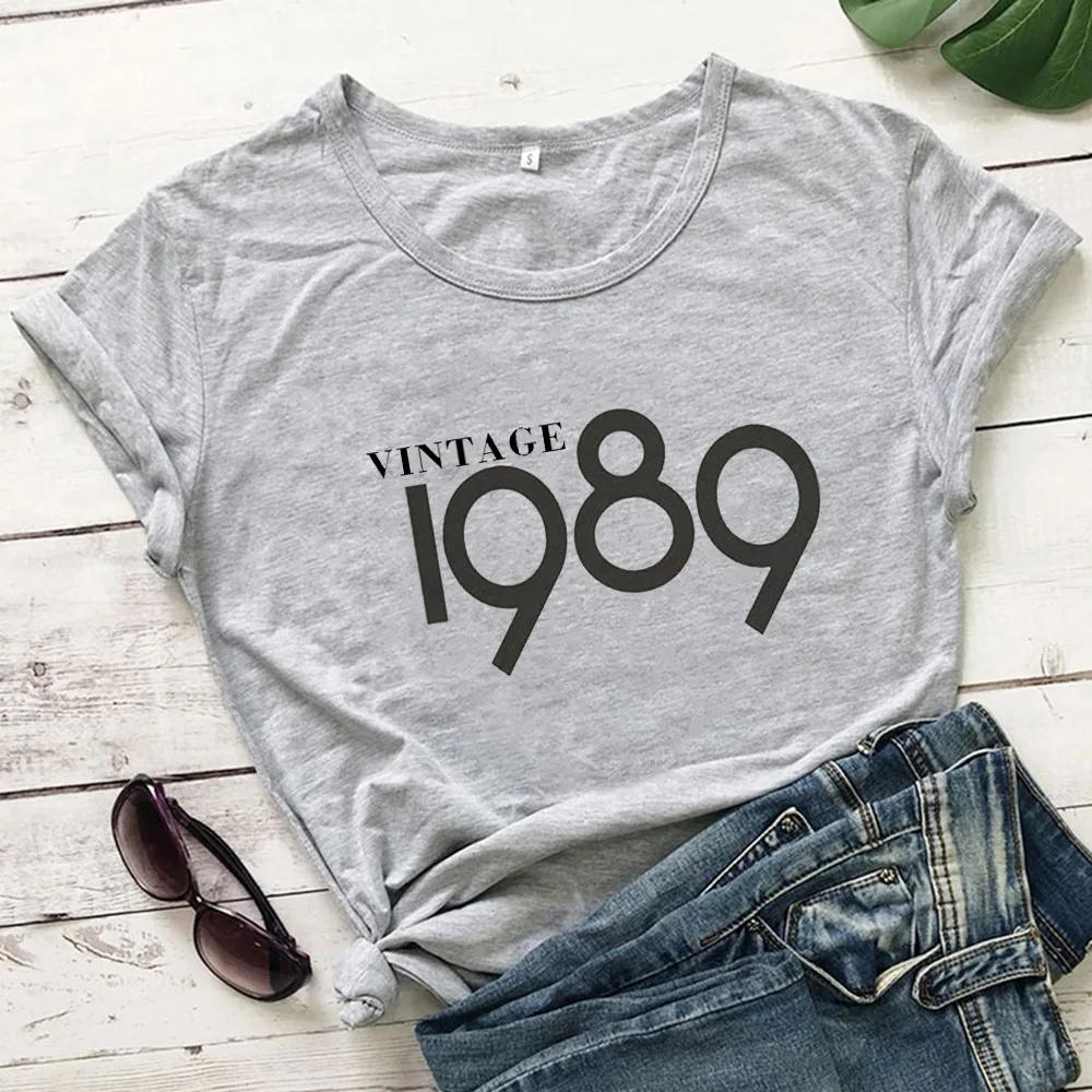 Vintage 1989 Letter Print Women T Shirt Short Sleeve O Neck Loose Women Tshirt Ladies Tee Shirt Clothes Camisetas Mujer