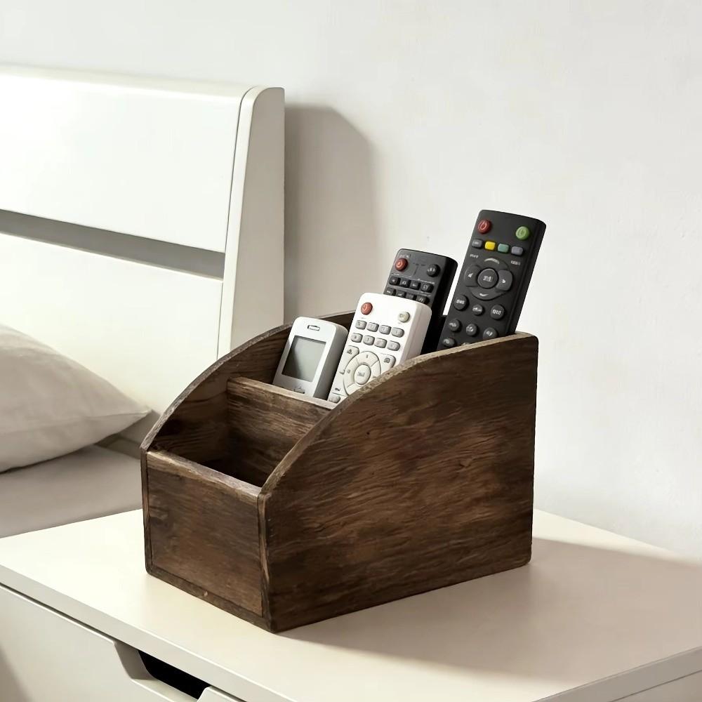 Multi-Slot Wooden Desktop Organizer Wooden Remote Holder  Office Organizer