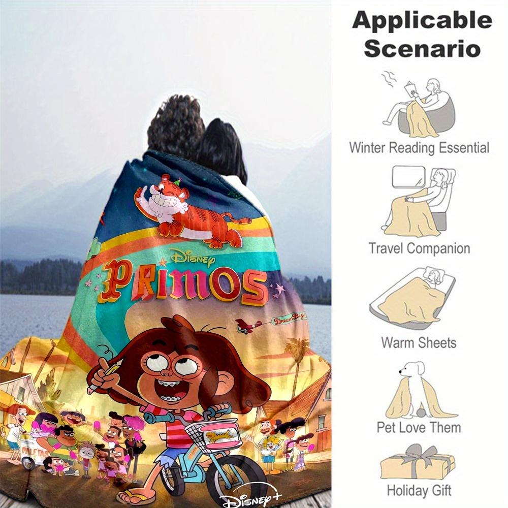 1pc, Disney Primos Blanket Cartoon Characters Throw Blanket Soft Bedding Decorative Blankets for Couch Sofa