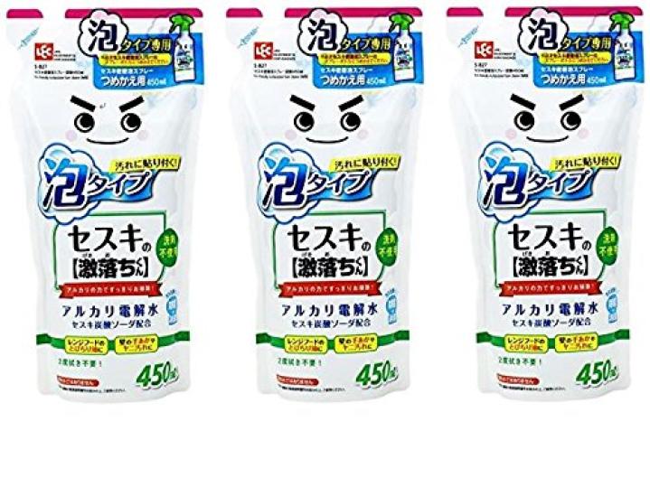 Sesquino Gekiochikun Foam Spray 450ml Electrolyzed Water Sodium x 3 [Bulk Purchase] Close-fit Refill, (Alkaline + Sesquicarbonate)