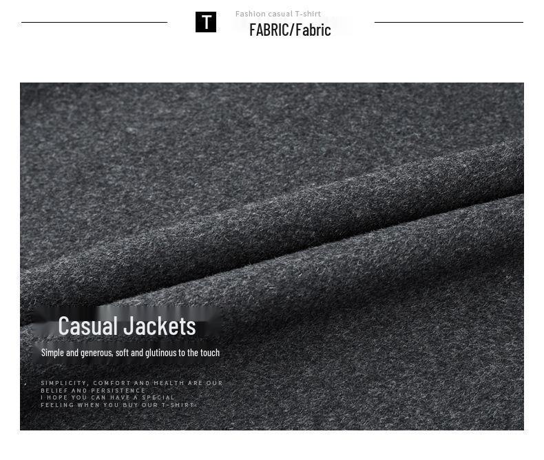 Pánský nový podzimní a zimní ležérní vlněný kabát s klopami