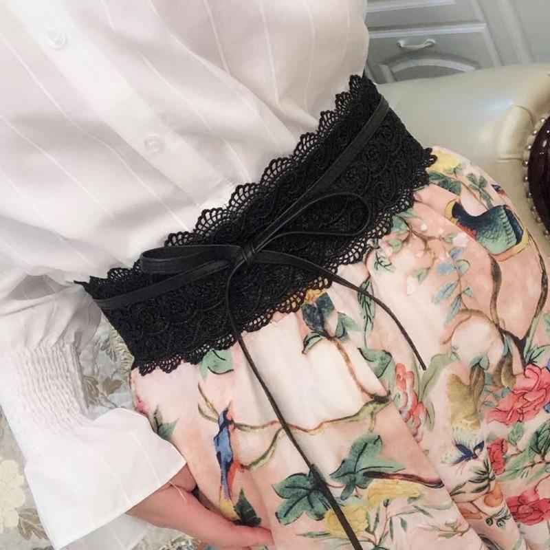 Vintage Boho Spitze Schleife Taillengürtel Breiter Dekorativer Spitzen Gürtel Mit Gezacktem Rand Breiter Taillenabschluss Für Kleider Röcke Und Freizeit Outfits
