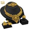 24K Gold Plated Arab Women's Bridal Necklace Earrings Ring Bracelet Indian Women's Jewelry Set 2026