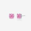 Pink zirconium cube sugar stud earrings women's 1011 new fashion temperament versatile ice flower high value European and American jewelry