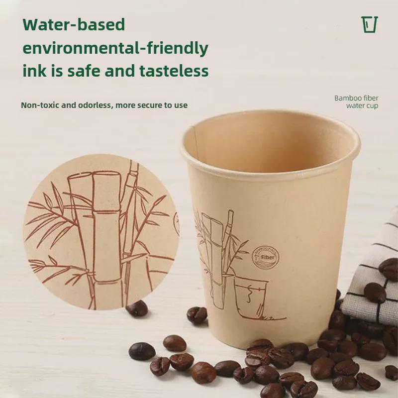 Papírové kelímky z přírodního bambusového vlákna, jednorázové, potravinářské kvality, 50-balení