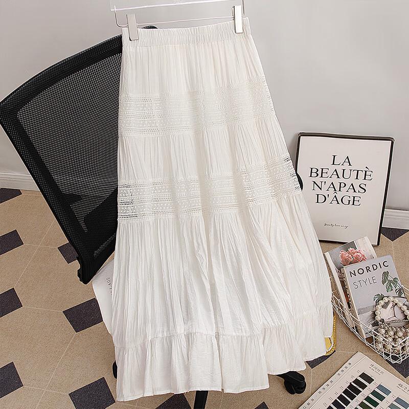 Sisbisa A-Line Hollow-Out High-Waist Midi Skirt