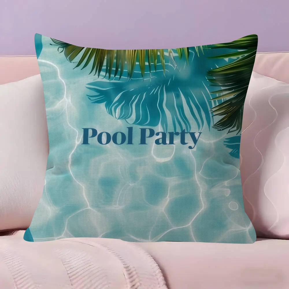 Summer Pool Party   Cushion Cover Pillowcase Upholstery Sofa Throw Pillow Home Decor Pillowcas