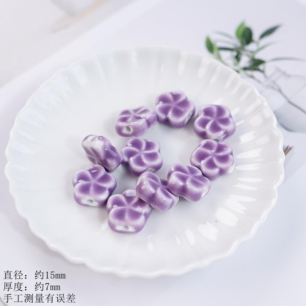 15Mm plum blossom sheet loose beads ceramic necklace bracelet DIY handmade creative bead manufacturer