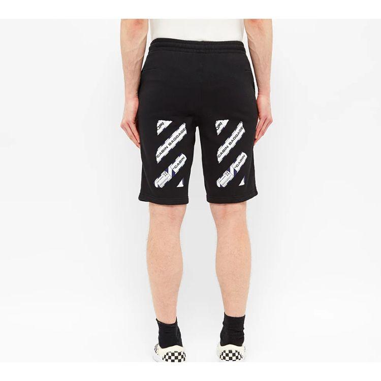 Off-White Airport Tape Sweatshort Black/Multicolor Men Streetwear OMCI006S20E300031088
