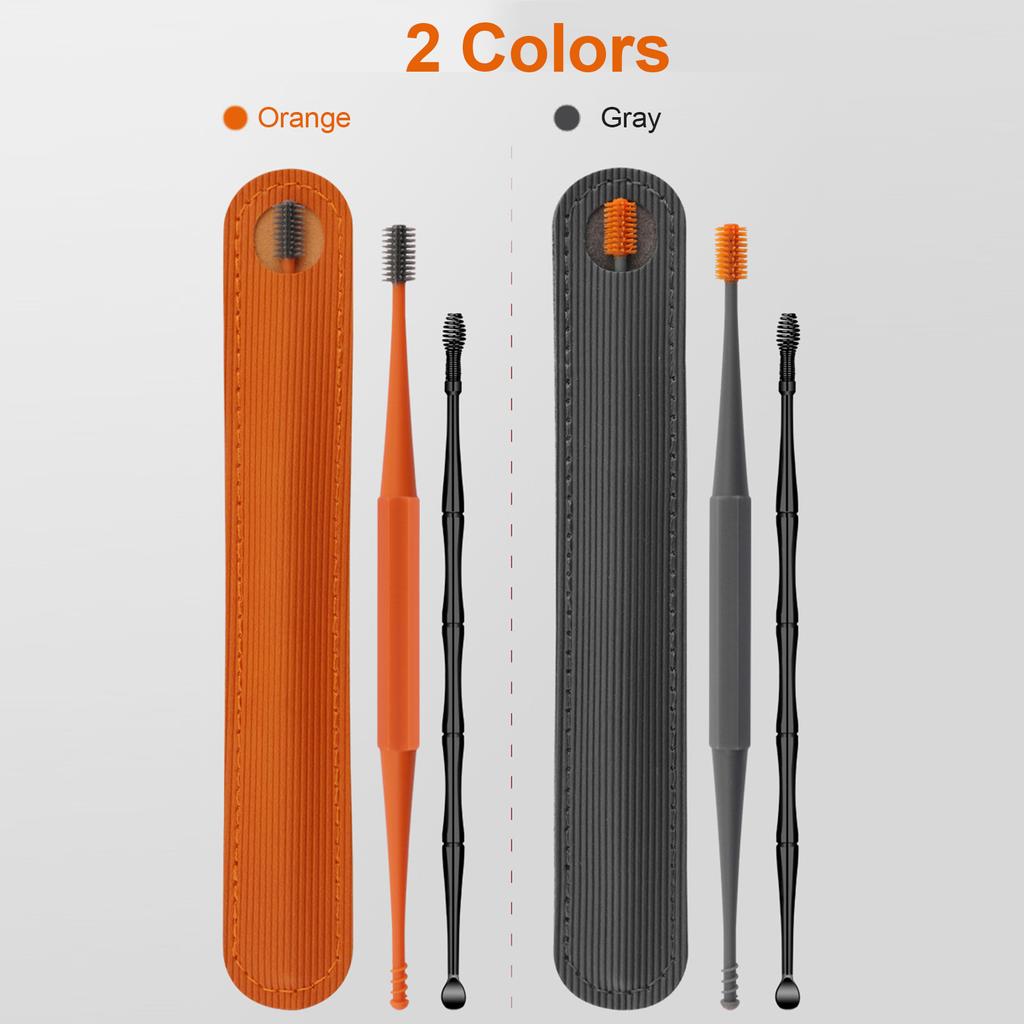 2PCS Silicone Ear Pick Double Head Ear Cleaner 360 degrees  Spiral Swab Ear Wax  Removal Tool Ear Cleaning Sticks