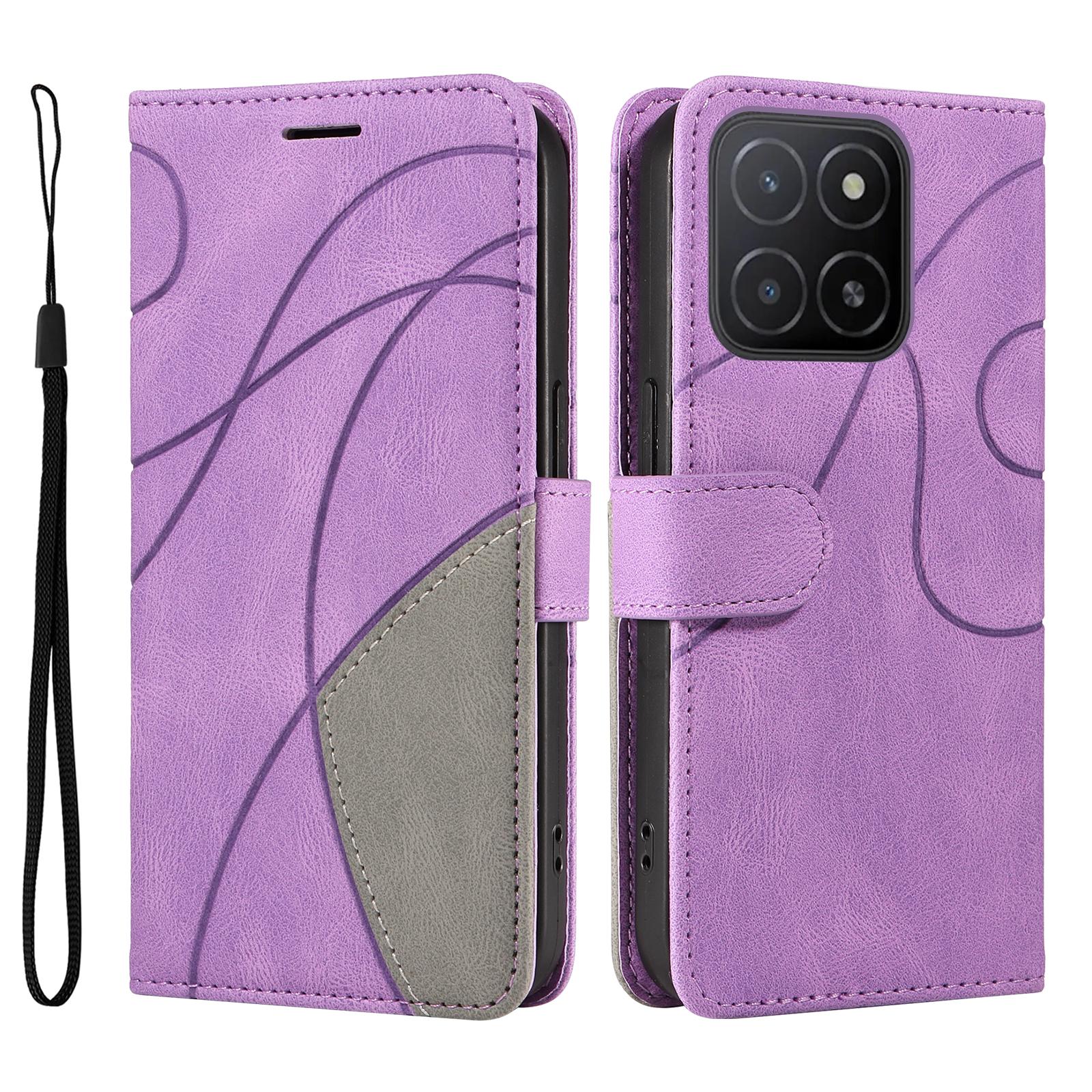 

Кожаный чехол-кошелек с подставкой для Honor X5b/X5b Plus, двухцветный чехол для телефона Light Purple