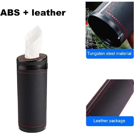 Car Tissue Tube, Cylinder Tissue Box Diameter 2.75'' PU Leather Round Tissues Container For Car Cup Holder, Up To 30 Count Tissue