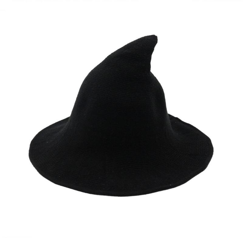 Hats: Witch hats, pointed tops, large brim hats, cotton yarn knitted wizard hats, top hats, foldable bowl hats, bucket hats