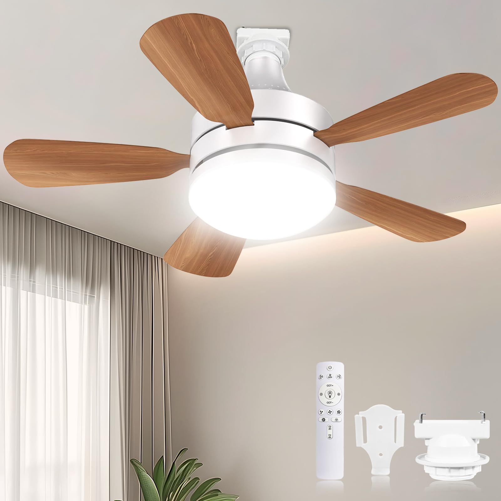 

SUKITEN Ceiling Fan Light, 28W, 120W Equivalent, 3,000lm, DC Motor, [Memory Function, ForwardReverse Rotation, Compact] [Wall Switch Memory Function
