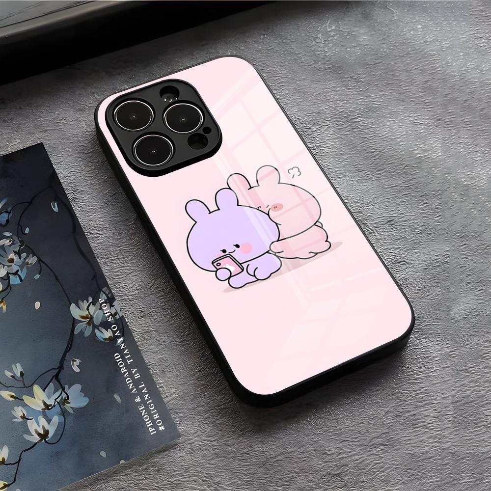 Cute A-Asamimichan Phone Case For IPhone 17 Air 16 E Pro Max 15 14 13 Mini 12 Pro 11 Max Plus Black Glass Cover