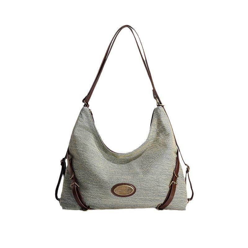 Denim messenger bag women's large capacity 2025 new high-end niche three-use shoulder tote bag backpack