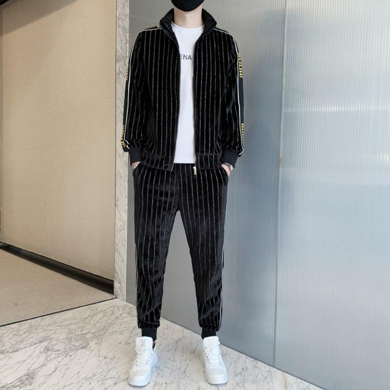 

Флисовый и плотный костюм мужской весна-осень новый красивый модный спортивный свитер комплект из двух предметов M