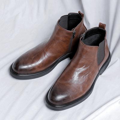 Engelse stijl heren vrijetijds chelsea boots zwarte bruine schoenen cowboy natuurlijke leren laars feest banket schoenen enkel laarzen heren