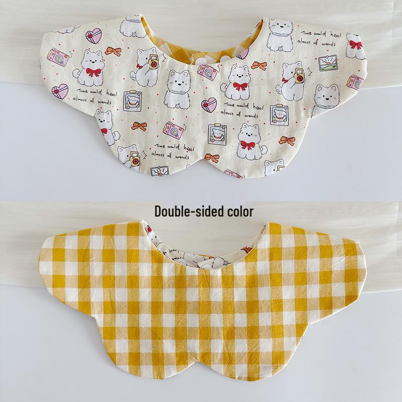 Korean Style Double-Sided Gauze Baby Drool Bib - Newborn Petal Design, Breathable