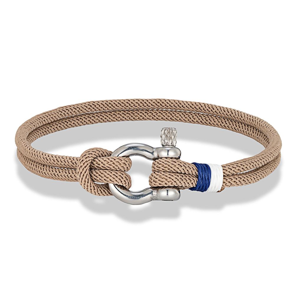 Navy Blue Braided Rope Bracelet Stainless Steel Mini Horseshoe Shackle with Screws Bracelets for Men Women Couple Jewelry