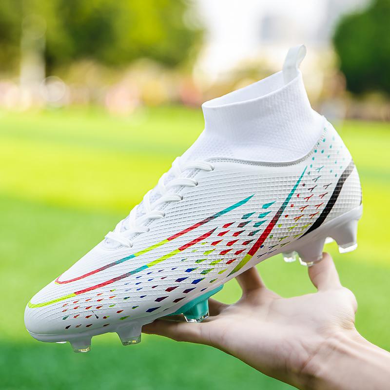 Football Training Boots Professional High-Top Spike Shoes Non Slip Athletic Football Shoes Lace Up for Competition Training