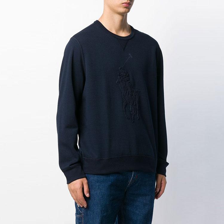 Polo Ralph Lauren FW21 Logo Embroidered Solid Pullover Sweater Men Sweater Navy-Blue 710766862-009