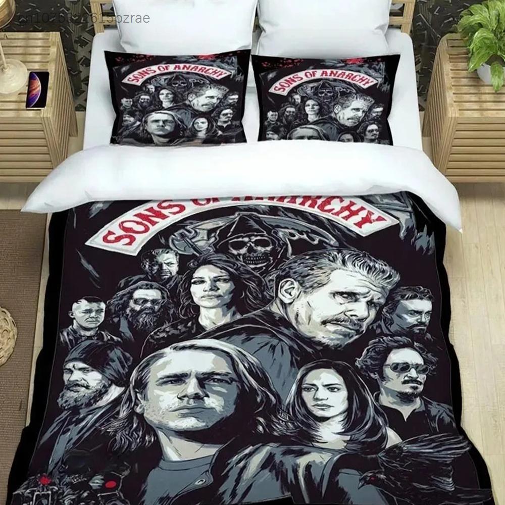 Sons Of Anarchy Retro Bedding Set For Bedroom Soft Modern Bedspreads Comefortable Kids Duvet Cover Quilt Cover And Pillowcase