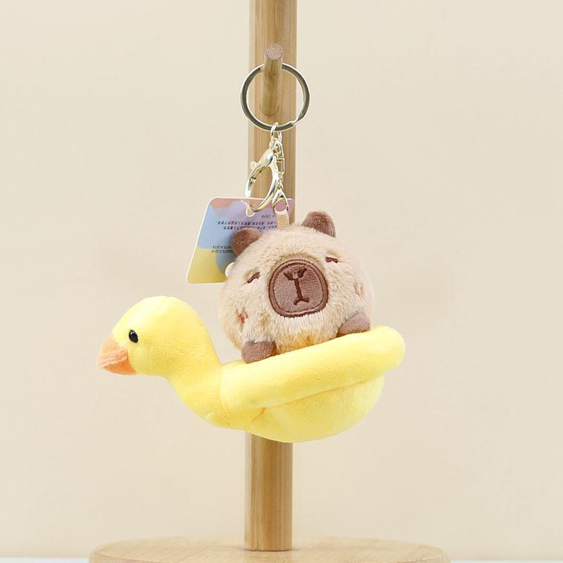 Duck Ring Swimming Keychain Panda Rabbit Capybara Backpack Pendant Doll Plush